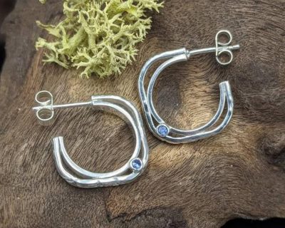 Silver Frame Hoop Earrings