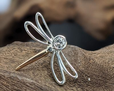 Silver and gold Diamond set dragonfly pin