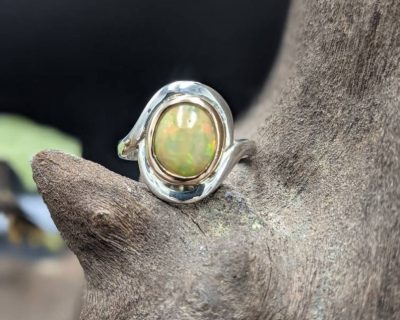 Silver and Gold Opal ring