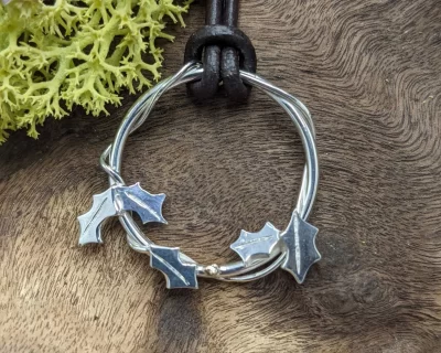 Holly wreath pendant