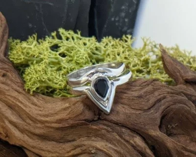 Silver Sapphire engagement ring