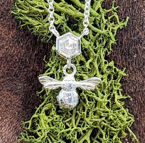Silver Bee and Honeycomb pendant.