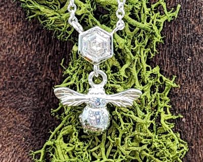 Silver Bee and Honeycomb pendant.