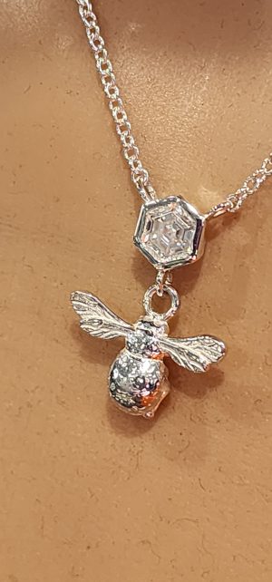 Silver Bee and Honeycomb pendant.